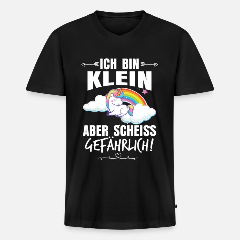 Kleines Einhorn - Männer Premium Bio T-Shirt mit V-Ausschnitt - Schwarz