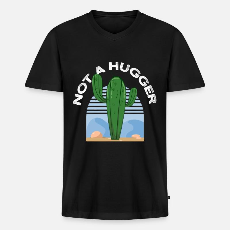 not a hugger - Männer Premium Bio T-Shirt mit V-Ausschnitt - Schwarz