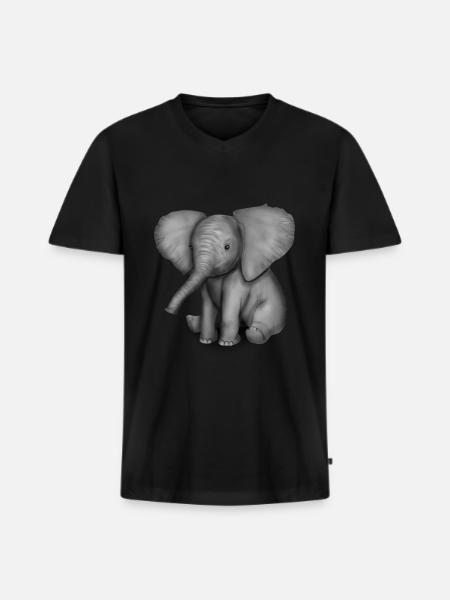 Bébé éléphant image éléphant - T-shirt encolure en V Premium bio Homme - noir