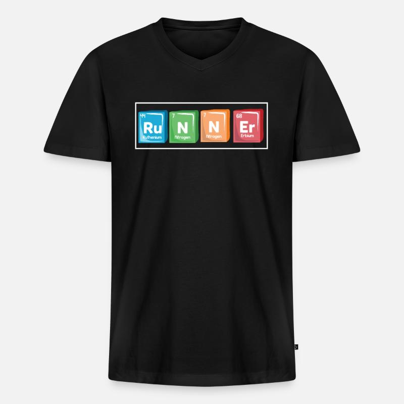 Periodic table runner - Männer Premium Bio T-Shirt mit V-Ausschnitt - Schwarz