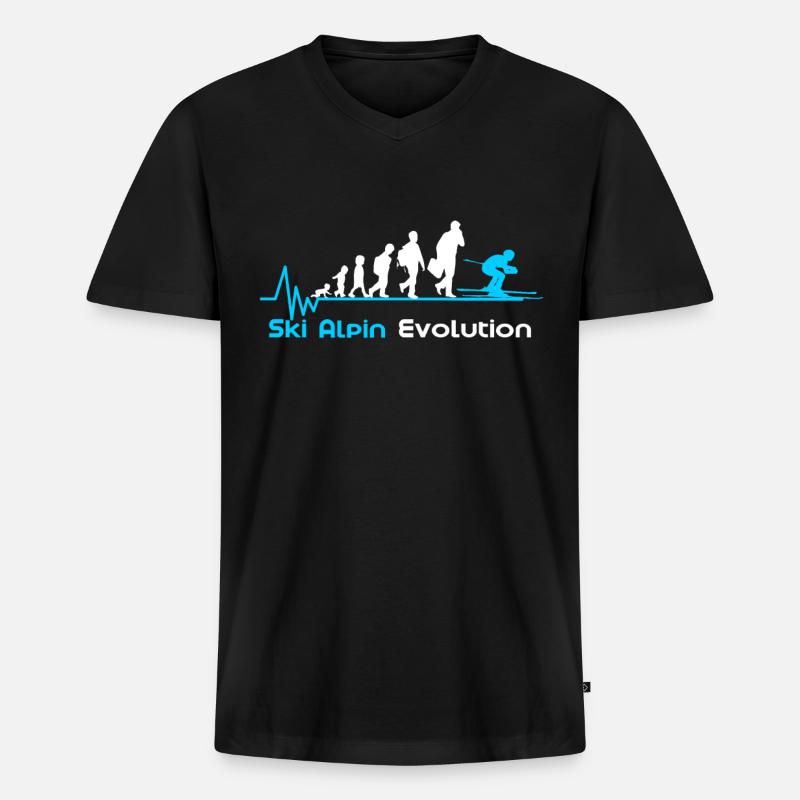 Ski Alpin Evolution - Männer Premium Bio T-Shirt mit V-Ausschnitt - Schwarz