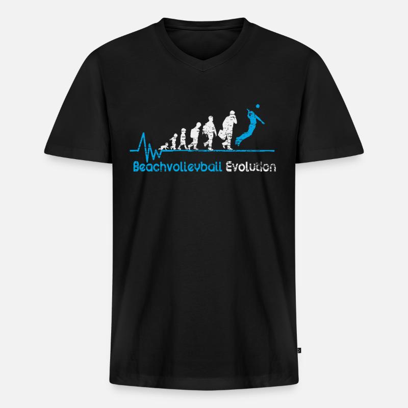 Beachvolleyball Geburt Puls Geschenk - Männer Premium Bio T-Shirt mit V-Ausschnitt - Schwarz