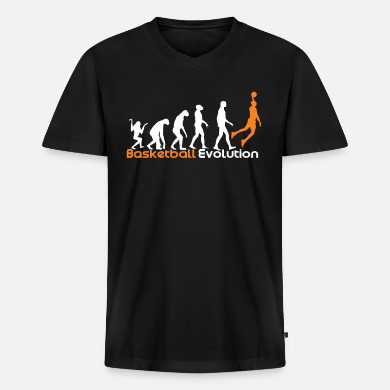 Basketball Evolution - Männer Premium Bio T-Shirt mit V-Ausschnitt - Schwarz