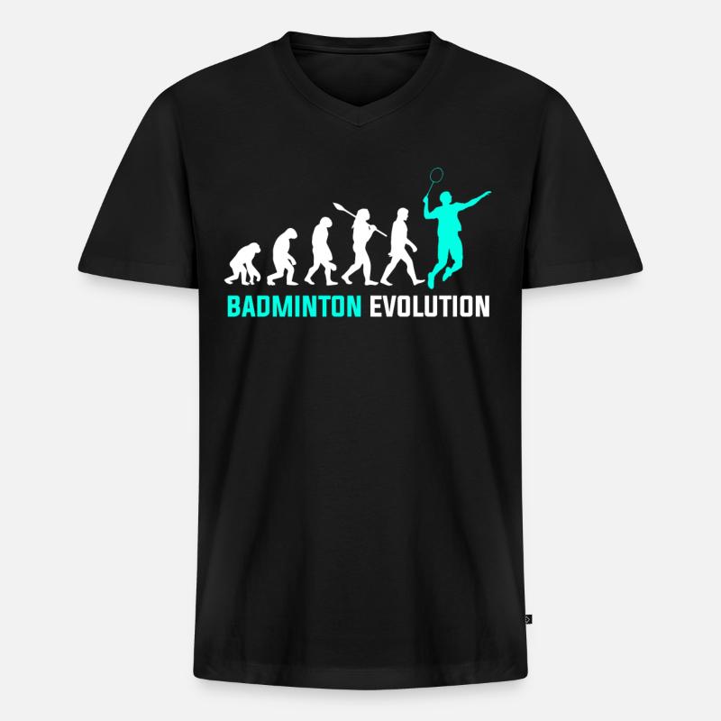 Badminton Evolution - Männer Premium Bio T-Shirt mit V-Ausschnitt - Schwarz