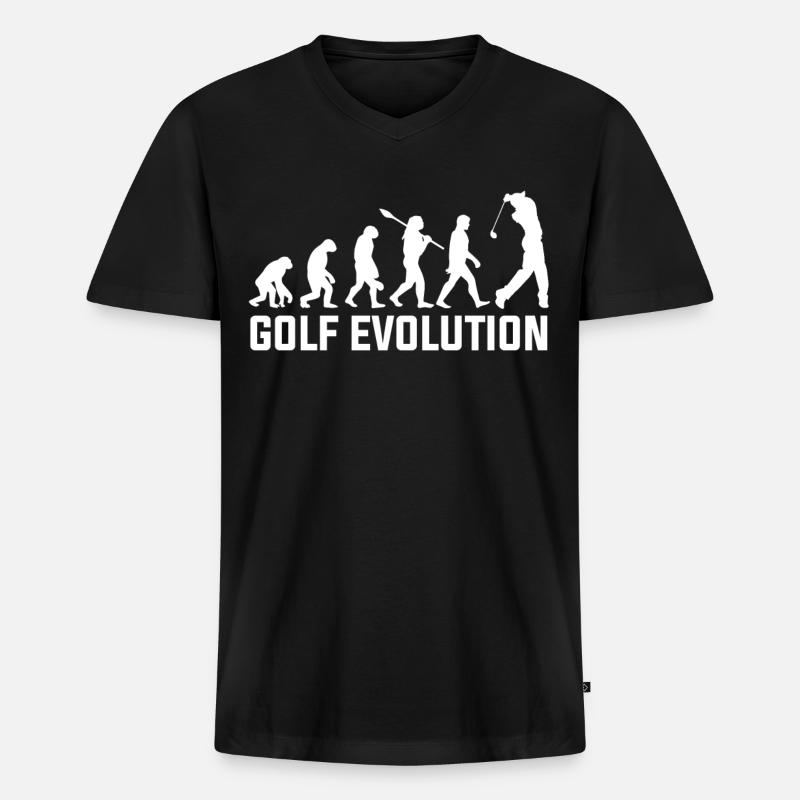 Golf Evolution - Männer Premium Bio T-Shirt mit V-Ausschnitt - Schwarz