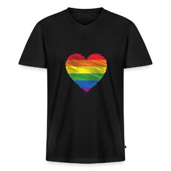 Gay Pride Geschenk - Männer Premium Bio T-Shirt mit V-Ausschnitt - Schwarz - Vorne - Nico (187cm)