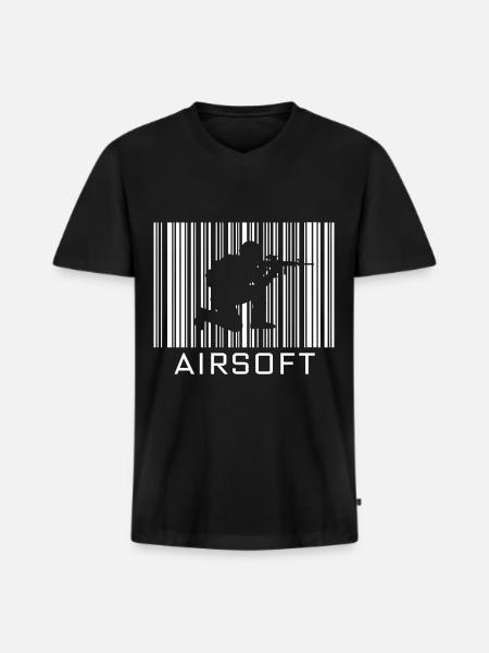 Airsoft Hobby with barcode - Men's Premium Organic T-shirt with V-neck - black