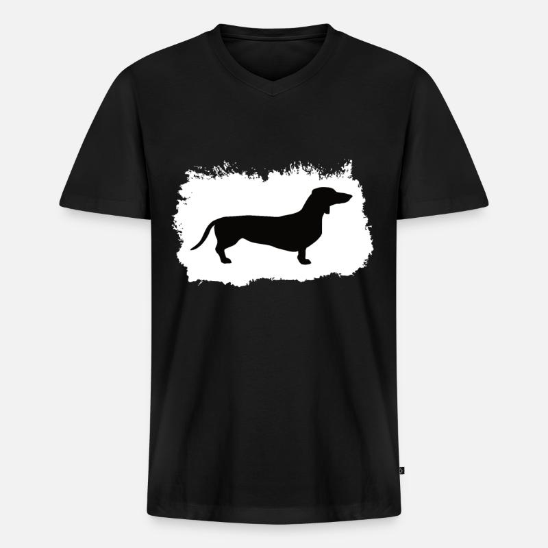 Dackel - Männer Premium Bio T-Shirt mit V-Ausschnitt - Schwarz