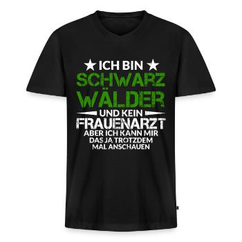 Schwarzwald Bollenhut Schwarzwälder Geschenk-Idee - Männer Premium Bio T-Shirt mit V-Ausschnitt - Schwarz - Vorne - Nico (187cm)