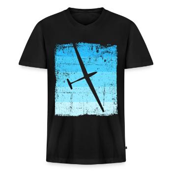 Segelflieger Segelfliegen Pilot - Männer Premium Bio T-Shirt mit V-Ausschnitt - Schwarz - Vorne - Nico (187cm)
