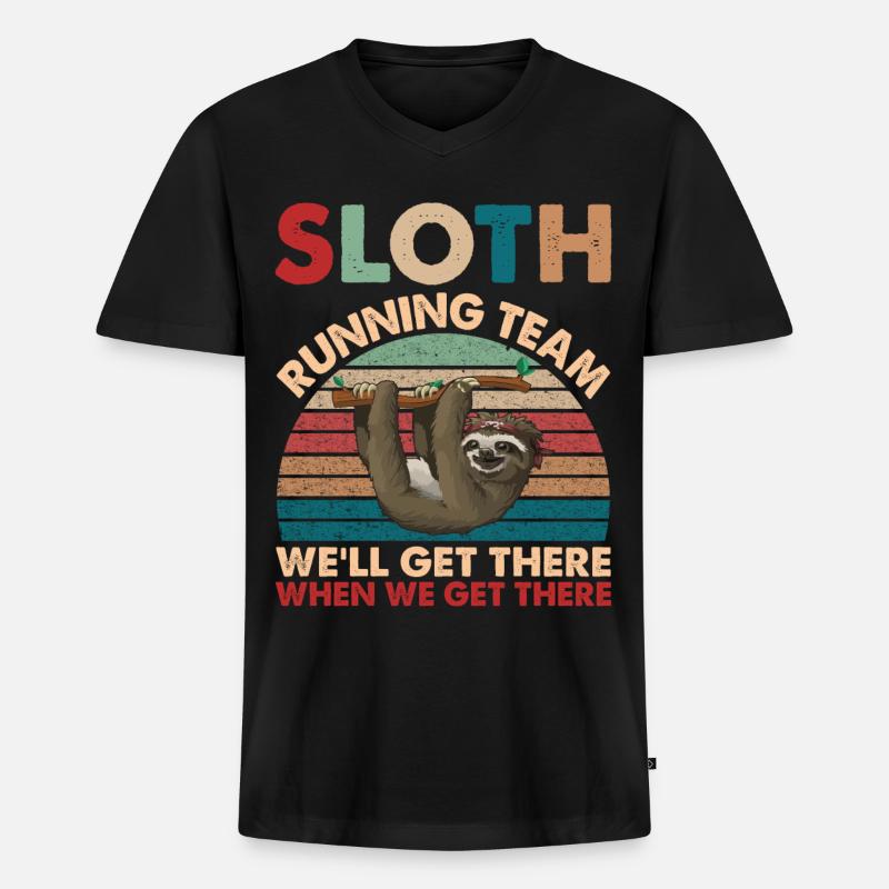 Sloth running Team - Männer Premium Bio T-Shirt mit V-Ausschnitt - Schwarz