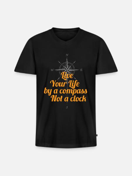 Travel Bug Compass Traveler Backpacking - Männer Premium Bio T-Shirt mit V-Ausschnitt - Schwarz