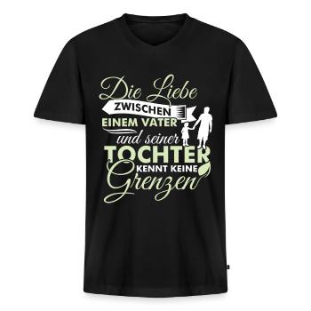 Liebe Vater und Tochter, Vatertag, Geschenkidee - Männer Premium Bio T-Shirt mit V-Ausschnitt - Schwarz - Vorne - Nico (187cm)