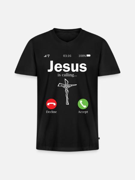 Jesus Jesus Kristus kristne - Premium økologisk T-shirt med V-hals til mænd - sort