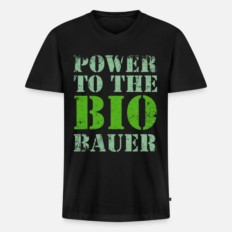 Bio Biobauer Grün Hell - Männer Premium Bio T-Shirt mit V-Ausschnitt - Schwarz