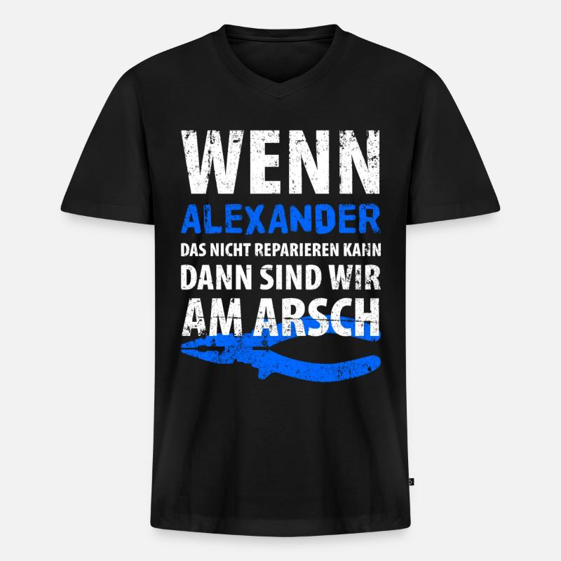 Heimwerker Alexander - Männer Premium Bio T-Shirt mit V-Ausschnitt - Schwarz