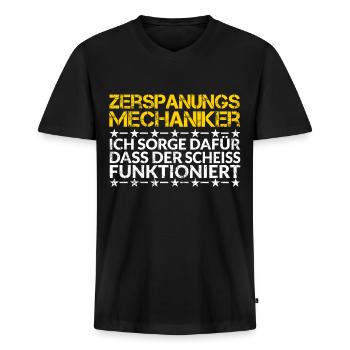 Zerspanungsmechaniker Spruch - Männer Premium Bio T-Shirt mit V-Ausschnitt - Schwarz - Vorne - Nico (187cm)