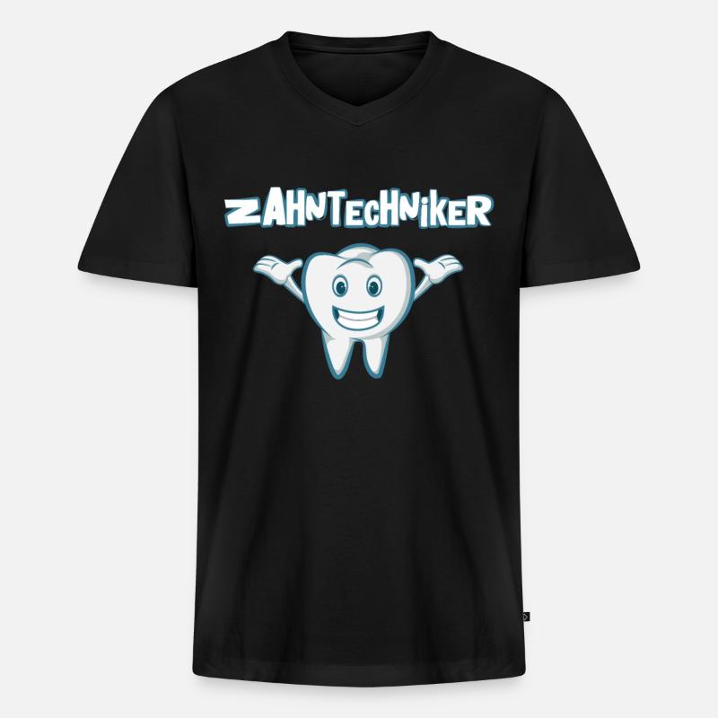 Zahntechnik Zahntechniker - Männer Premium Bio T-Shirt mit V-Ausschnitt - Schwarz