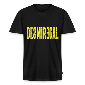 Desmiregal, Je m’en fous, drôle contre la consommation - T-shirt encolure en V Premium bio Homme - noir - Devant - Nico (187cm)