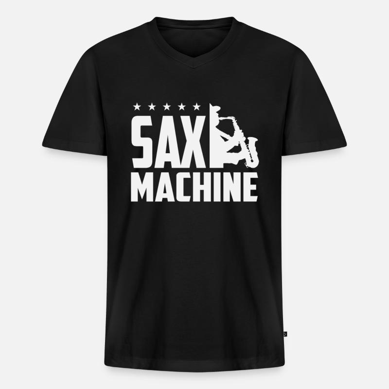 Saxophon Sax Machine saxophone - Männer Premium Bio T-Shirt mit V-Ausschnitt - Schwarz