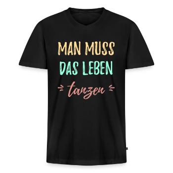 Tanzen - Männer Premium Bio T-Shirt mit V-Ausschnitt - Schwarz - Vorne - Nico (187cm)