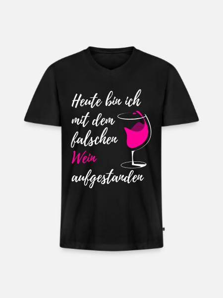 Wein - Männer Premium Bio T-Shirt mit V-Ausschnitt - Schwarz