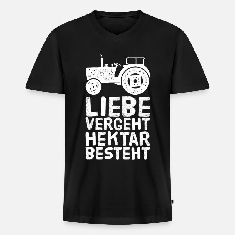 Landwirt Bauer Traktor - Männer Premium Bio T-Shirt mit V-Ausschnitt - Schwarz