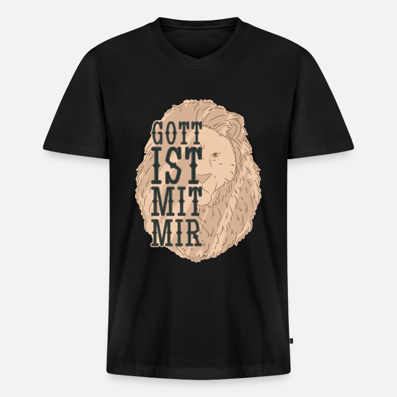 Gott ist mit Mir - Männer Premium Bio T-Shirt mit V-Ausschnitt - Schwarz