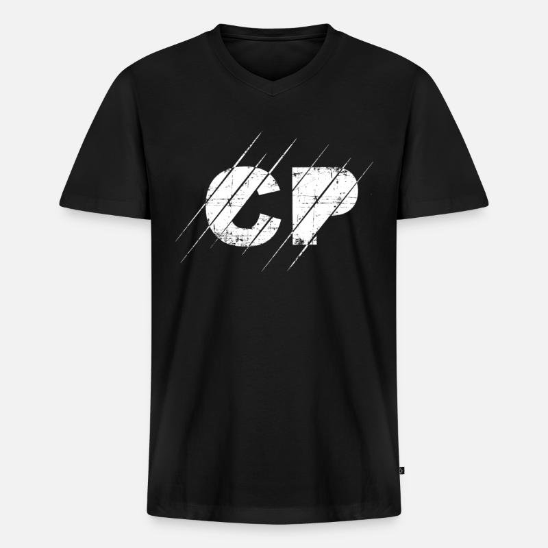 CP Initialen Claudio - Männer Premium Bio T-Shirt mit V-Ausschnitt - Schwarz