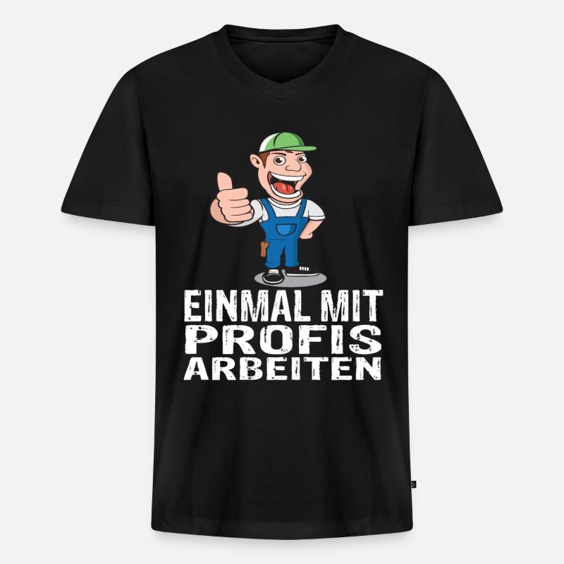 Handwerker - Männer Premium Bio T-Shirt mit V-Ausschnitt - Schwarz