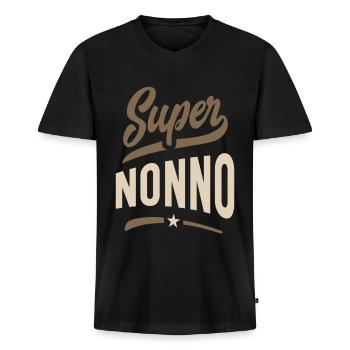 Herren Super Nonno Opa Geschenk - Männer Premium Bio T-Shirt mit V-Ausschnitt - Schwarz - Vorne - Nico (187cm)