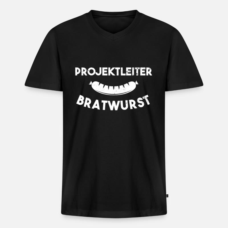 Projektleiter Bratwurst - BBQ Geschenk - Männer Premium Bio T-Shirt mit V-Ausschnitt - Schwarz