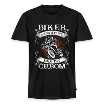 Biker Hobby Motorrad Geschenk - Männer Premium Bio T-Shirt mit V-Ausschnitt - Schwarz - Vorne - Nico (187cm)
