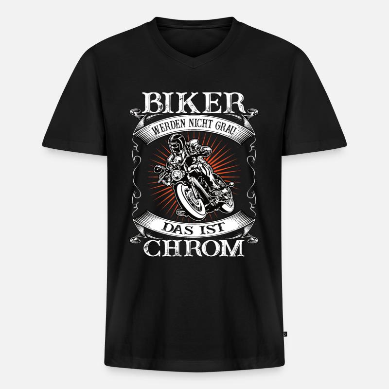 Biker Hobby Motorrad Geschenk - Männer Premium Bio T-Shirt mit V-Ausschnitt - Schwarz
