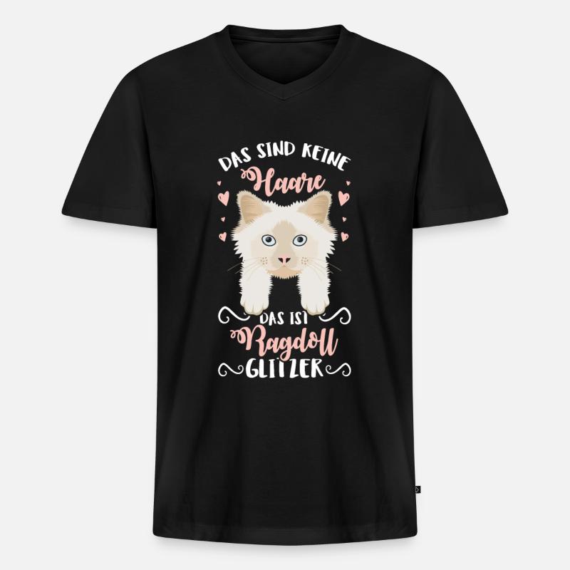 Ragdoll Glitzer - Männer Premium Bio T-Shirt mit V-Ausschnitt - Schwarz
