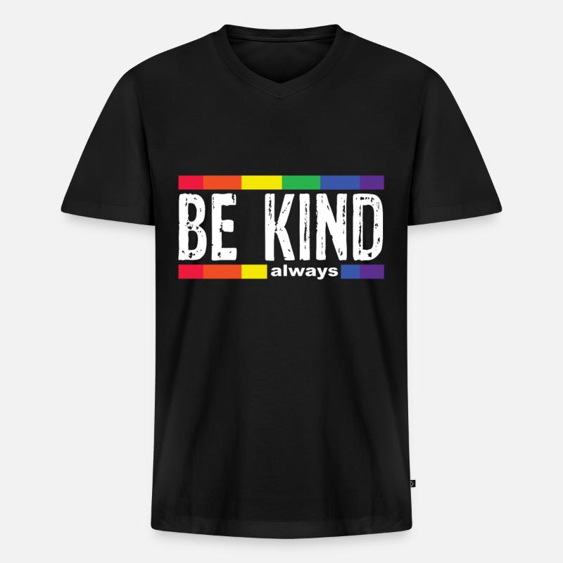 Be Kind - Männer Premium Bio T-Shirt mit V-Ausschnitt - Schwarz