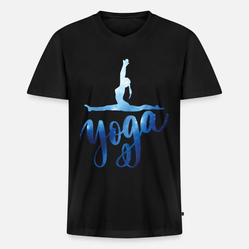 Yoga Mädchen Spagat Geschenkidee - Männer Premium Bio T-Shirt mit V-Ausschnitt - Schwarz