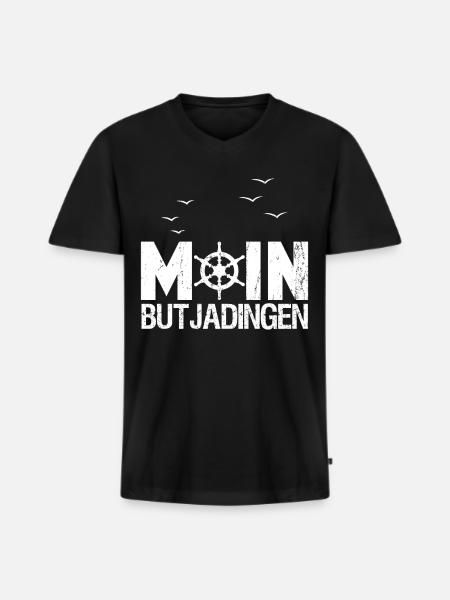 Butjadingen - Männer Premium Bio T-Shirt mit V-Ausschnitt - Schwarz