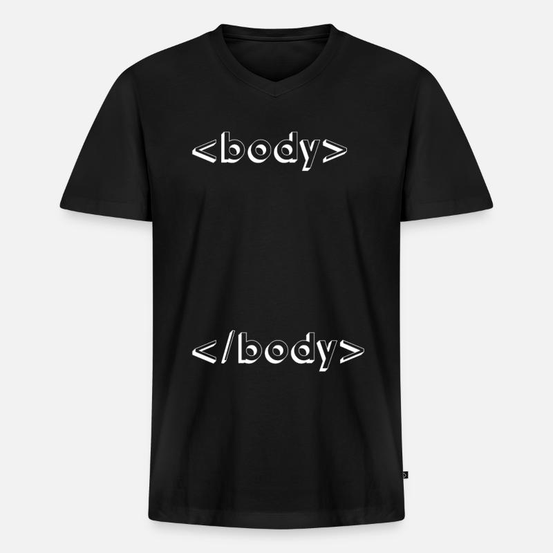 programmation html css geek - T-shirt encolure en V Premium bio Homme - noir