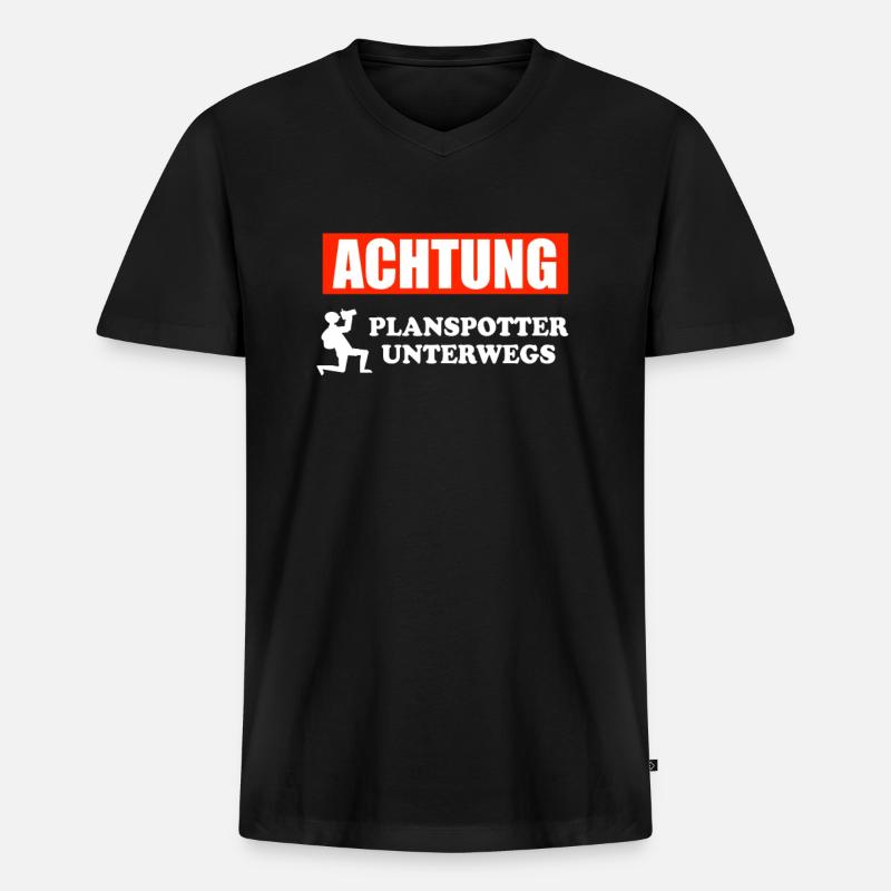 Planespotter Planspotting Geschenk - Männer Premium Bio T-Shirt mit V-Ausschnitt - Schwarz