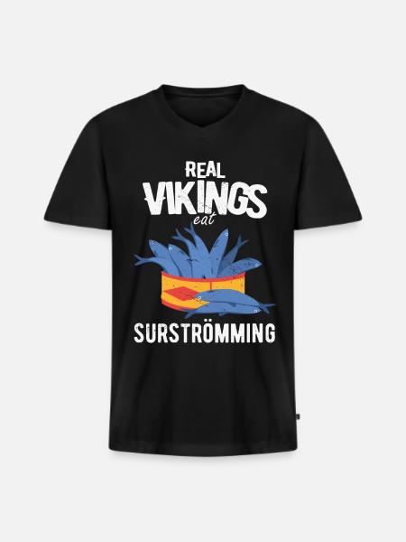 Surströmming Scandinavia Sweden Vikings - Men's Premium Organic T-shirt with V-neck - black