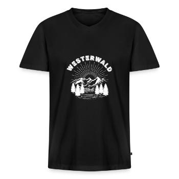 Westerwald Berge Westerwald Geschenkidee Pfalz - Männer Premium Bio T-Shirt mit V-Ausschnitt - Schwarz - Vorne - Nico (187cm)