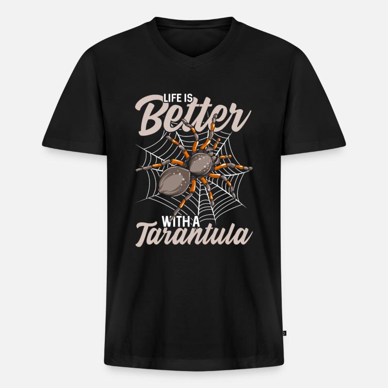 Spinne - Männer Premium Bio T-Shirt mit V-Ausschnitt - Schwarz