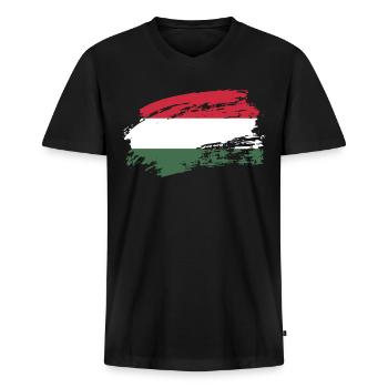 hungary hungary - Männer Premium Bio T-Shirt mit V-Ausschnitt - Schwarz - Vorne - Nico (187cm)
