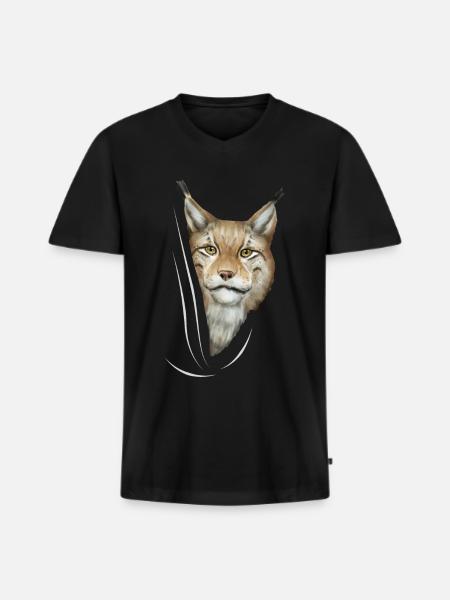 Lynx lynx lynx älskare gåva - Ekologisk premium-T-shirt med V-ringning herr - svart