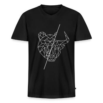 Kapitalismus - Männer Premium Bio T-Shirt mit V-Ausschnitt - Schwarz - Vorne - Nico (187cm)