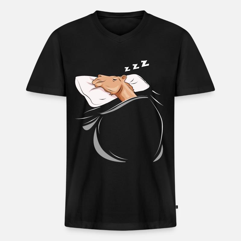 Schlafender und schlumendes Kamel - Männer Premium Bio T-Shirt mit V-Ausschnitt - Schwarz
