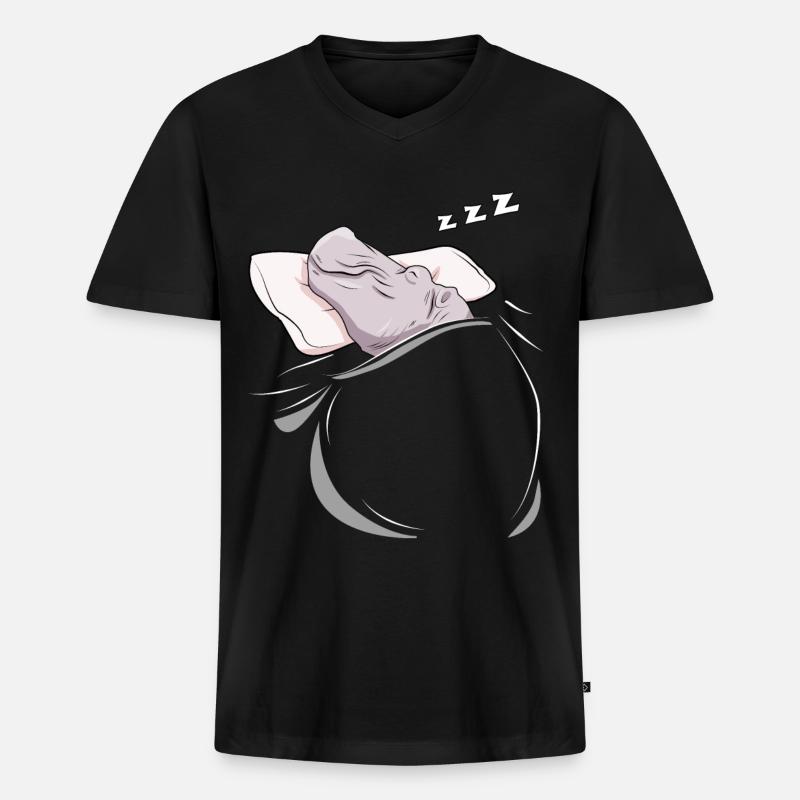 Schlafendes und schlumendes Nilpferd - Männer Premium Bio T-Shirt mit V-Ausschnitt - Schwarz
