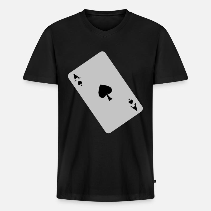 Pik As - Männer Premium Bio T-Shirt mit V-Ausschnitt - Schwarz