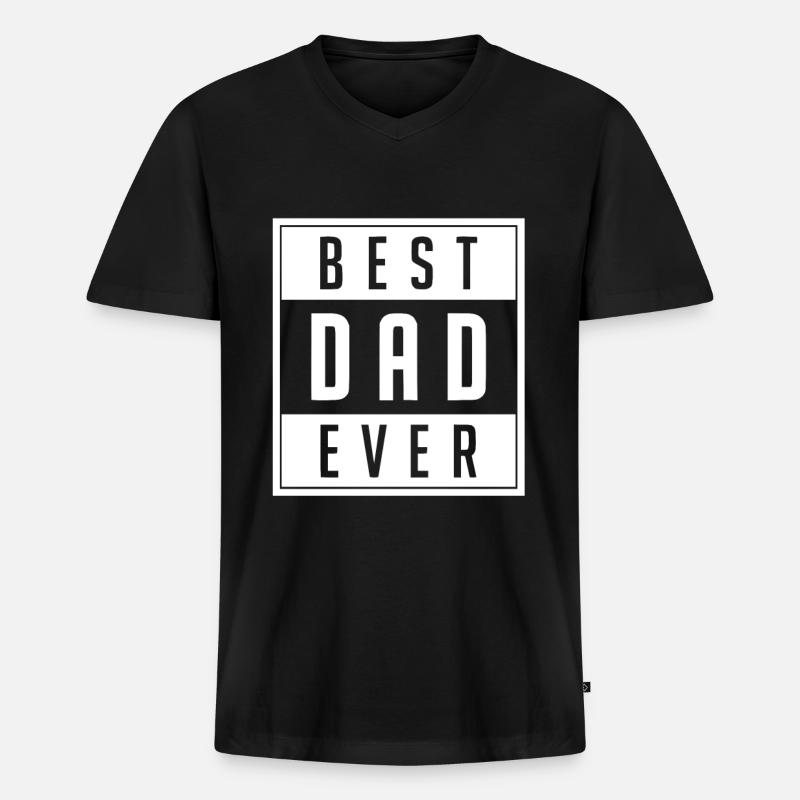 Bester Papa - Männer Premium Bio T-Shirt mit V-Ausschnitt - Schwarz